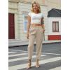 imageWomens Casual Summer Straight Leg Pants Elastic High Waist Beach Capris with PocketsKhaki