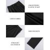 imageWomens High Waist Summer Casual Pants Drawstring Straight Leg Beach Vacation Lounge Trousers with PocketsBlack