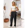 imageWomens High Waist Summer Casual Pants Drawstring Straight Leg Beach Vacation Lounge Trousers with PocketsBlack