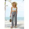 imageWomens High Waist Summer Casual Pants Drawstring Straight Leg Beach Vacation Lounge Trousers with PocketsGrey