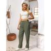 imageWomens High Waist Summer Casual Pants Drawstring Straight Leg Beach Vacation Lounge Trousers with PocketsGrey Green