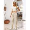 imageWomens High Waist Summer Casual Pants Drawstring Straight Leg Beach Vacation Lounge Trousers with PocketsKhaki