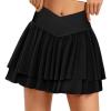 imageTennis Skirts for Women Crossover High Waisted Lightweight Pleated Ruffle Mini Workout Skorts with Pockets