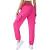 imageWomens Cargo Pants Lightweight Quick Dry Waterproof Hiking Pants Summer Casual Joggers with 4 PocketsRose Red