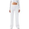 imageWomens Casual High Waist Straight Leg Pants Stretchy Button Business Dress Work Pocket TrousersWhite
