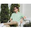 imageMens Linen Shirts Button Down Casual Shirts Short Sleeve Beach Summer Tops with PocketLight Green