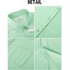 imageMens Linen Shirts Button Down Casual Shirts Short Sleeve Beach Summer Tops with PocketLight Green