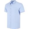 imageMens Linen Shirts Button Down Casual Shirts Short Sleeve Beach Summer Tops with PocketSky Blue