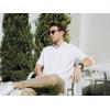 imageMens Linen Shirts Button Down Casual Shirts Short Sleeve Beach Summer Tops with PocketSnow White