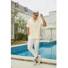 imageMens Short Sleeve Dress Shirts Stretch Wrinkle Free Casual Button Down Solid Formal TopAbeige