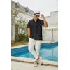 imageMens Short Sleeve Dress Shirts Stretch Wrinkle Free Casual Button Down Solid Formal TopAblack
