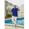 imageMens Short Sleeve Dress Shirts Stretch Wrinkle Free Casual Button Down Solid Formal TopAclassic Blue