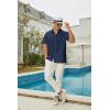 imageMens Short Sleeve Dress Shirts Stretch Wrinkle Free Casual Button Down Solid Formal TopAnavy