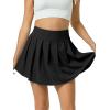 imagePleated Tennis Skater Skirts for Women with Inner Shorts Pockets Sports Mini Skirt Flowy Golf Athletic Workout SkortBlack