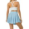 imagePleated Tennis Skater Skirts for Women with Inner Shorts Pockets Sports Mini Skirt Flowy Golf Athletic Workout SkortLight Grey