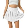 imagePleated Tennis Skater Skirts for Women with Inner Shorts Pockets Sports Mini Skirt Flowy Golf Athletic Workout SkortWhite