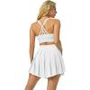 imagePleated Tennis Skater Skirts for Women with Inner Shorts Pockets Sports Mini Skirt Flowy Golf Athletic Workout SkortWhite
