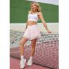 imageTennis Skirts for Women Crossover High Waisted Lightweight Pleated Ruffle Mini Workout Skorts with PocketsPink