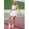 imageTennis Skirts for Women Crossover High Waisted Lightweight Pleated Ruffle Mini Workout Skorts with PocketsWhite