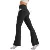 imageWomens Flare Yoga Pants with Pockets High Waist Casual Bell Bottom Bootcut LeggingsBlack