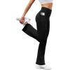 imageWomens Flare Yoga Pants with Pockets High Waist Casual Bell Bottom Bootcut LeggingsBlack