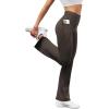 imageWomens Flare Yoga Pants with Pockets High Waist Casual Bell Bottom Bootcut LeggingsBrown