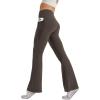 imageWomens Flare Yoga Pants with Pockets High Waist Casual Bell Bottom Bootcut LeggingsBrown