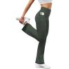 imageWomens Flare Yoga Pants with Pockets High Waist Casual Bell Bottom Bootcut LeggingsDark Green