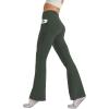 imageWomens Flare Yoga Pants with Pockets High Waist Casual Bell Bottom Bootcut LeggingsDark Green
