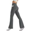 imageWomens Flare Yoga Pants with Pockets High Waist Casual Bell Bottom Bootcut LeggingsDark Grey