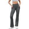 imageWomens Flare Yoga Pants with Pockets High Waist Casual Bell Bottom Bootcut LeggingsDark Grey