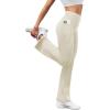 imageWomens Flare Yoga Pants with Pockets High Waist Casual Bell Bottom Bootcut LeggingsKhaki