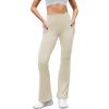 imageWomens Flare Yoga Pants with Pockets High Waist Casual Bell Bottom Bootcut LeggingsKhaki