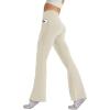 imageWomens Flare Yoga Pants with Pockets High Waist Casual Bell Bottom Bootcut LeggingsKhaki