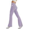 imageWomens Flare Yoga Pants with Pockets High Waist Casual Bell Bottom Bootcut LeggingsPurple