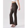 imageWomens High Waist Flared Yoga Pants Casual Bootcut Workout Leggings Tummy ControlBrown