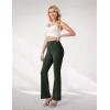 imageWomens High Waist Flared Yoga Pants Casual Bootcut Workout Leggings Tummy ControlDark Green