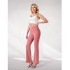 imageWomens High Waist Flared Yoga Pants Casual Bootcut Workout Leggings Tummy ControlPink