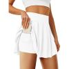 imagePleated Tennis Skater Skirts for Women with Inner Shorts Pockets Sports Mini Skirt Flowy Golf Athletic Workout SkortWhite
