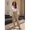 imageWomens High Waist Bootcut Dress Work Pants Zipup Flap Pockets Casual Business Trousers Stretchy Office SlacksCoffee