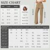 imageWomens High Waist Bootcut Dress Work Pants Zipup Flap Pockets Casual Business Trousers Stretchy Office SlacksCoffee
