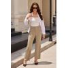 imageWomens High Waist Bootcut Dress Work Pants Zipup Flap Pockets Casual Business Trousers Stretchy Office SlacksCoffee