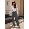 imageWomens High Waist Bootcut Dress Work Pants Zipup Flap Pockets Casual Business Trousers Stretchy Office SlacksDark Grey