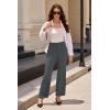 imageWomens High Waist Bootcut Dress Work Pants Zipup Flap Pockets Casual Business Trousers Stretchy Office SlacksDark Grey