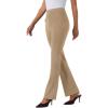 imageWomens High Waist Bootcut Dress Work Pants Zipup Flap Pockets Casual Business Trousers Stretchy Office SlacksCoffee