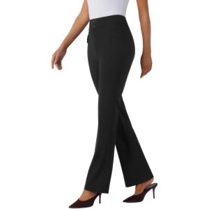 imageWomens High Waist Bootcut Dress Work Pants Zipup Flap Pockets Casual Business Trousers Stretchy Office SlacksBlack