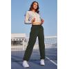 imageWomens Athletic Hiking Pants Lightweight Quick Dry Water Resistant Elastic Waist Cargo Pants with Zipper PocketsArmy Green