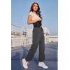 imageWomens Athletic Hiking Pants Lightweight Quick Dry Water Resistant Elastic Waist Cargo Pants with Zipper PocketsGrey