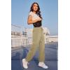 imageWomens Athletic Hiking Pants Lightweight Quick Dry Water Resistant Elastic Waist Cargo Pants with Zipper PocketsKhaki