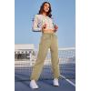 imageWomens Athletic Hiking Pants Lightweight Quick Dry Water Resistant Elastic Waist Cargo Pants with Zipper PocketsKhaki